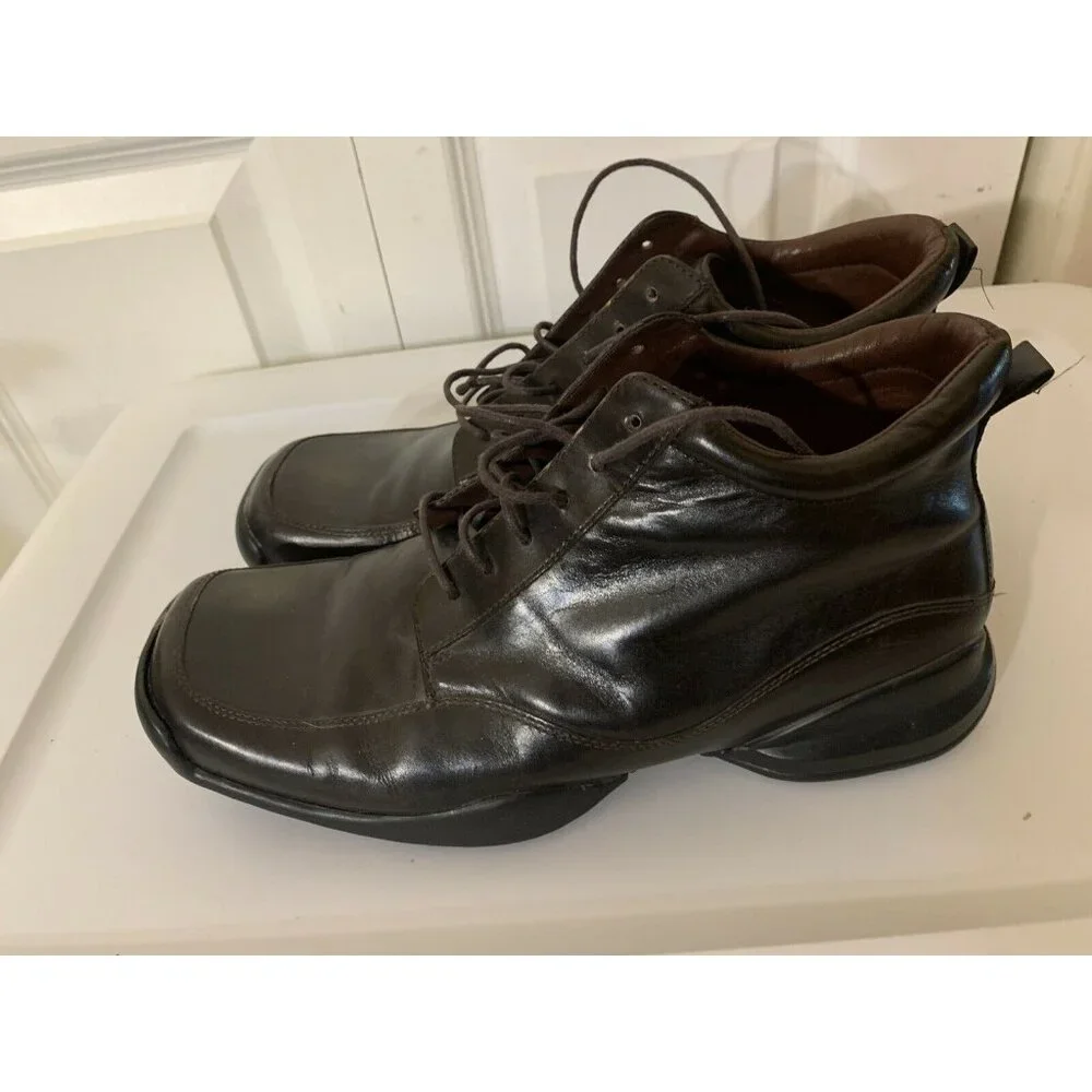 Kenneth Cole New York Men’s Sz 8 Square Toe Ankle Boots‎ Brown Leather Shoes